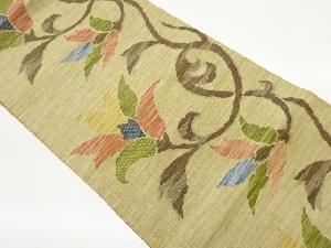 手織り紬花唐草模様織り出し名古屋帯